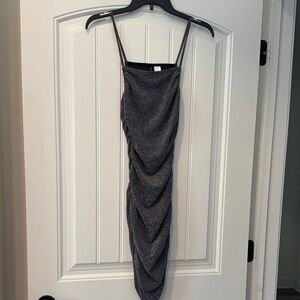 Divided Shimmering Black Midi Dress New Years Eve